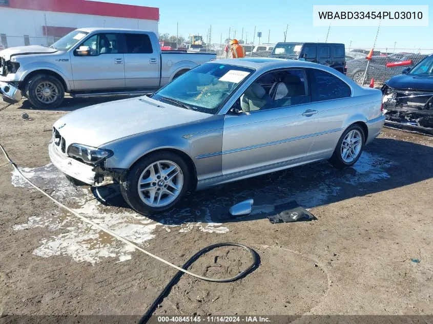 2004 BMW 325Ci VIN: WBABD33454PL03010 Lot: 40845145