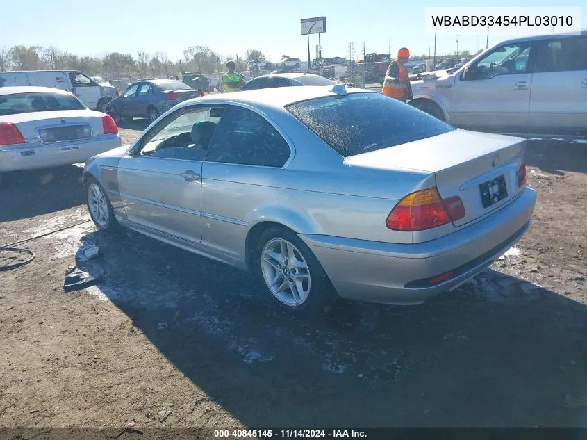 2004 BMW 325Ci VIN: WBABD33454PL03010 Lot: 40845145