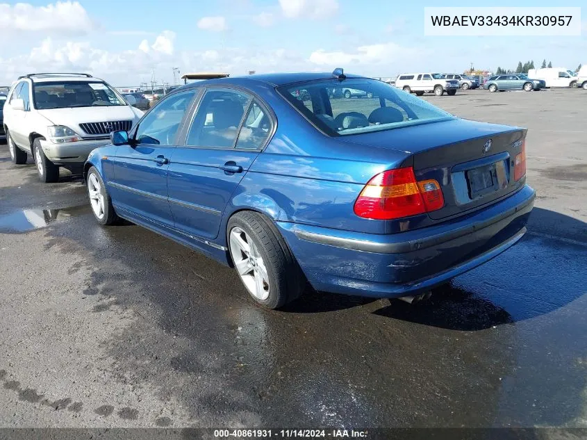 2004 BMW 325I VIN: WBAEV33434KR30957 Lot: 40861931