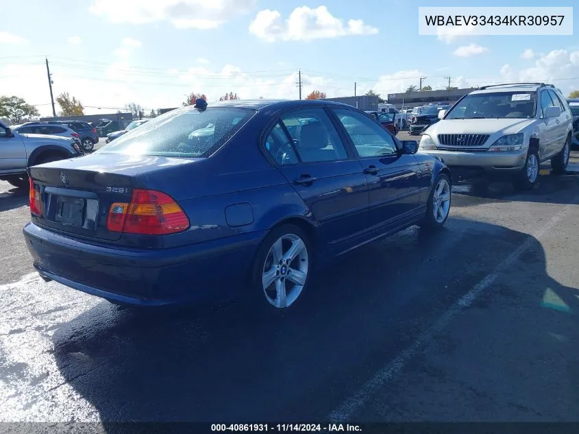 2004 BMW 325I VIN: WBAEV33434KR30957 Lot: 40861931