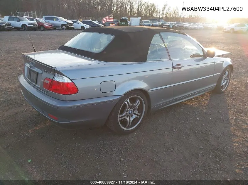 2004 BMW 325Ci VIN: WBABW33404PL27600 Lot: 40889927