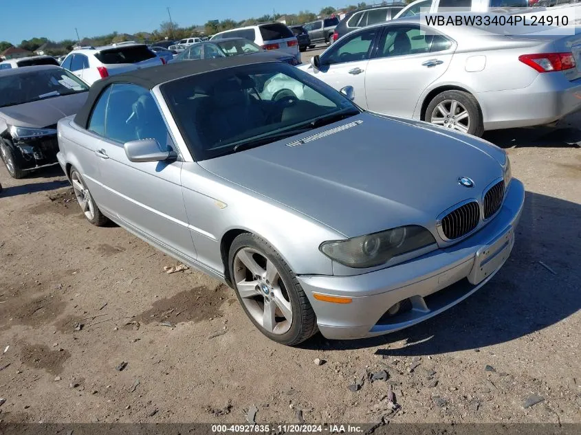 2004 BMW 325Ci VIN: WBABW33404PL24910 Lot: 40927835