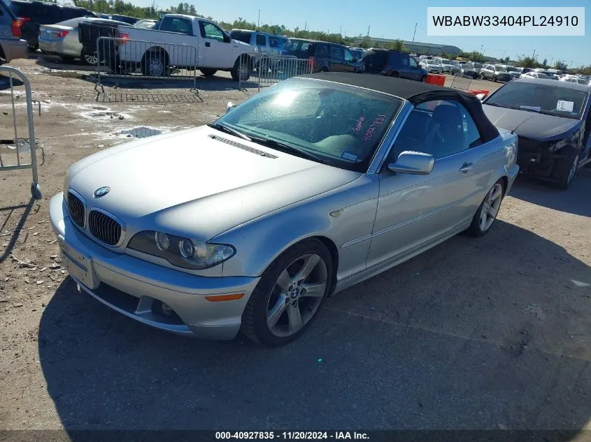 2004 BMW 325Ci VIN: WBABW33404PL24910 Lot: 40927835