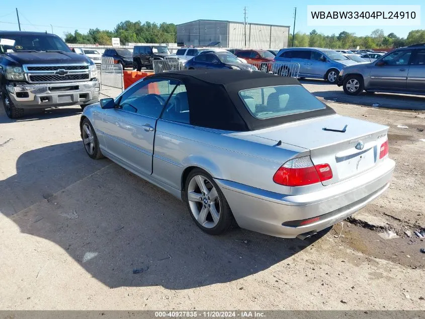 2004 BMW 325Ci VIN: WBABW33404PL24910 Lot: 40927835