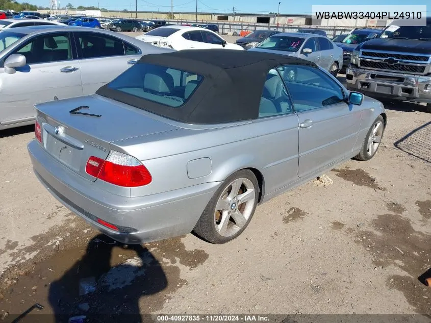 2004 BMW 325Ci VIN: WBABW33404PL24910 Lot: 40927835