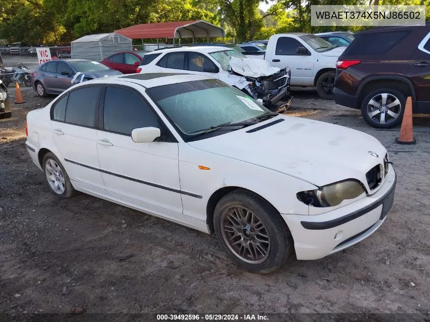 2005 BMW 325I VIN: WBAET374X5NJ86502 Lot: 39492596