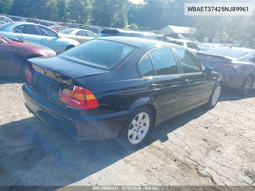 2005 BMW 325I VIN: WBAET37425NJ89961 Lot: 39850331