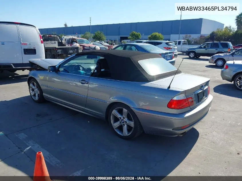 2005 BMW 325Ci VIN: WBABW33465PL34794 Lot: 39998389