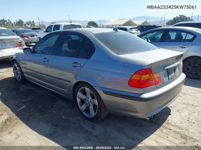 2005 BMW 325I VIN: WBAAZ33425KW75061 Lot: 40032800