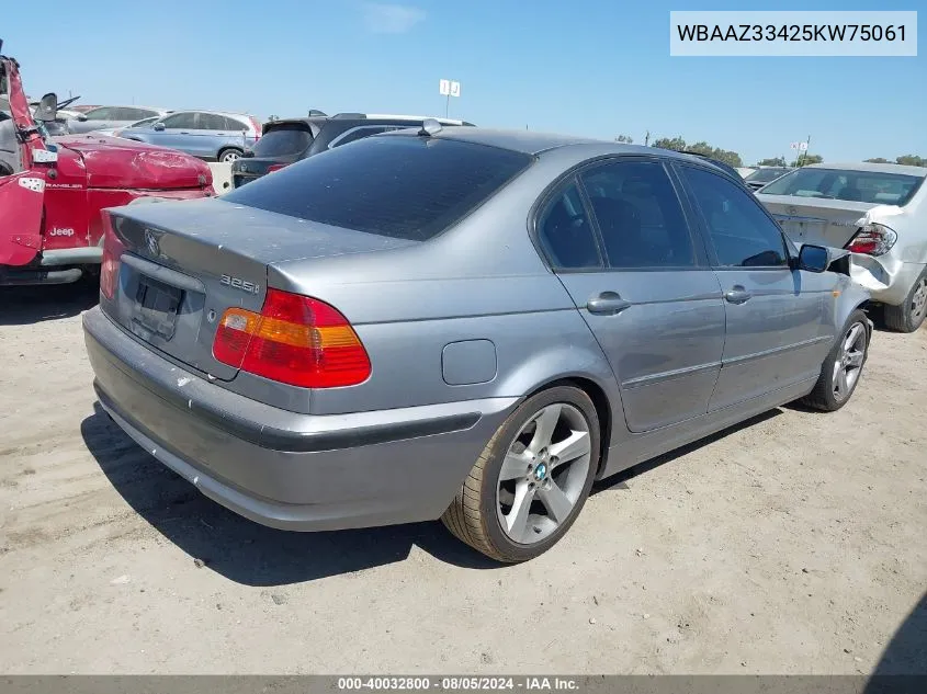 2005 BMW 325I VIN: WBAAZ33425KW75061 Lot: 40032800