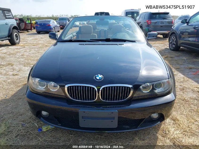 2005 BMW 330Ci VIN: WBABW53475PL51907 Lot: 40584149