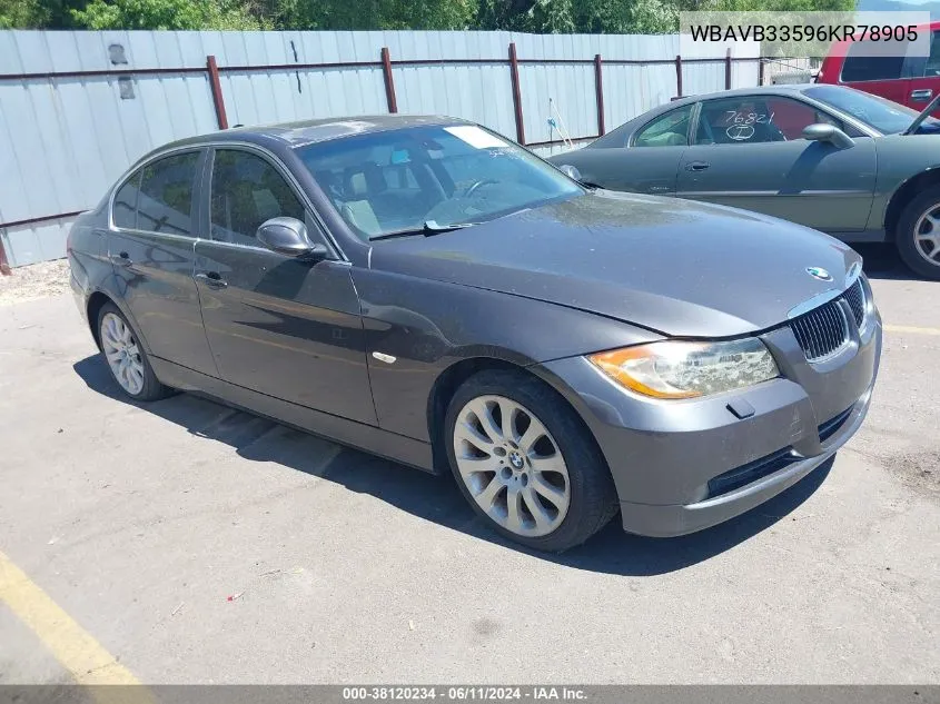 2006 BMW 330 I VIN: WBAVB33596KR78905 Lot: 38120234