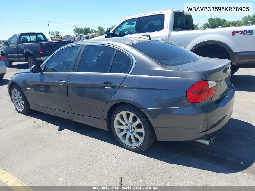 2006 BMW 330 I VIN: WBAVB33596KR78905 Lot: 38120234