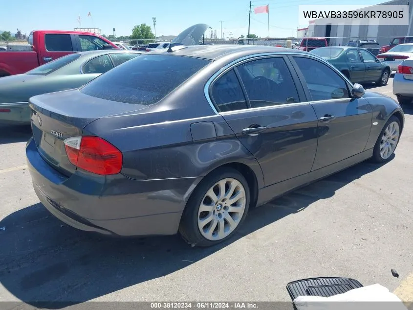 2006 BMW 330 I VIN: WBAVB33596KR78905 Lot: 38120234