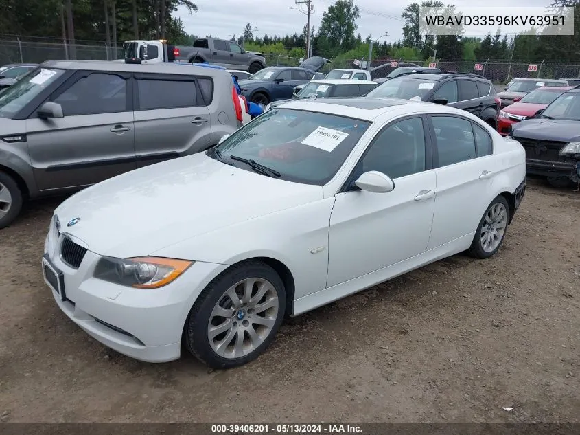 2006 BMW 330Xi VIN: WBAVD33596KV63951 Lot: 39406201