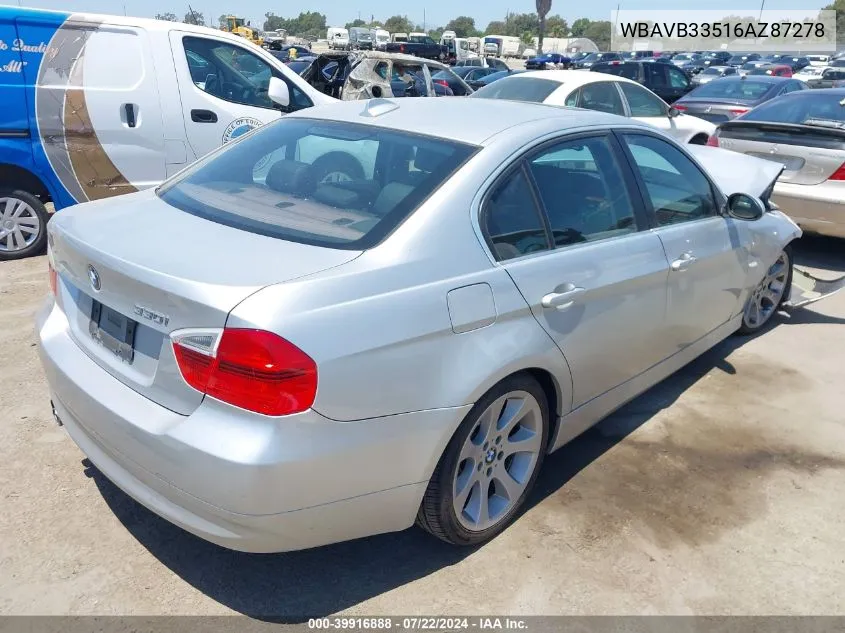 2006 BMW 330I VIN: WBAVB33516AZ87278 Lot: 39916888