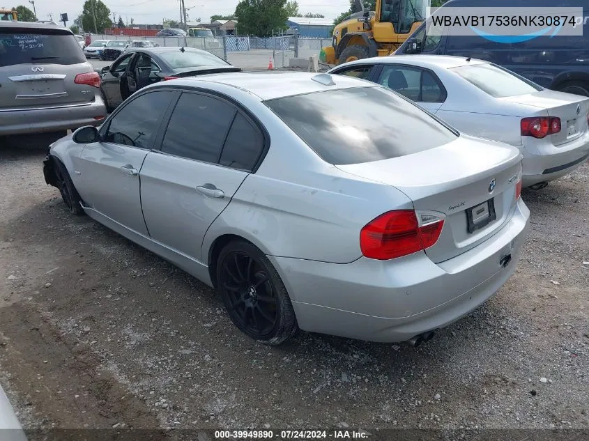 2006 BMW 325I VIN: WBAVB17536NK30874 Lot: 39949890