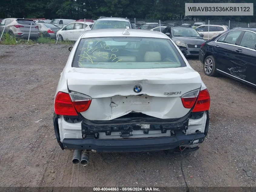 2006 BMW 330I VIN: WBAVB33536KR81122 Lot: 40044863