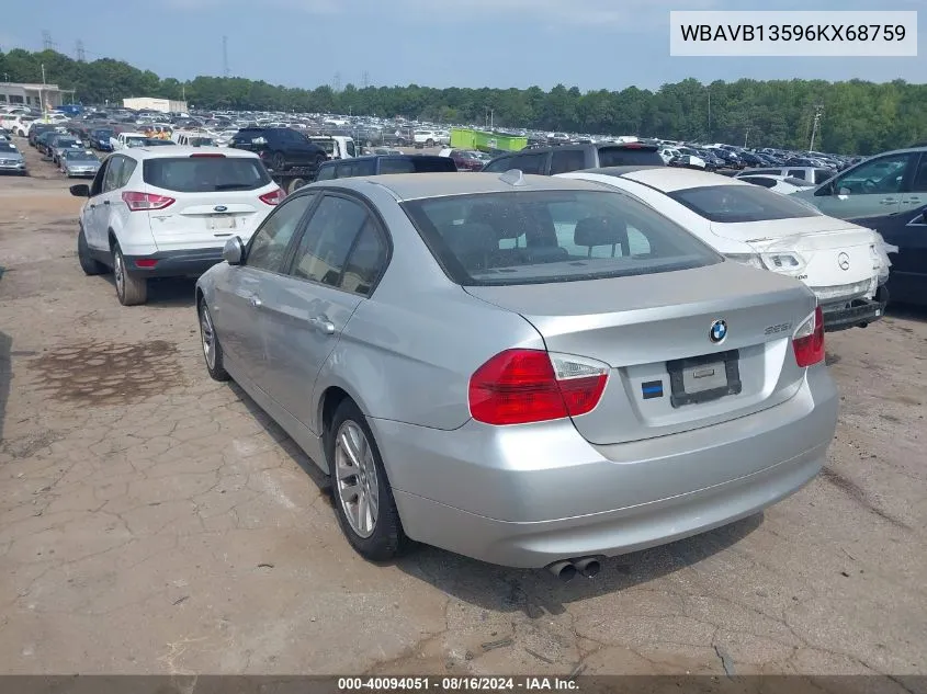 2006 BMW 325I VIN: WBAVB13596KX68759 Lot: 40094051