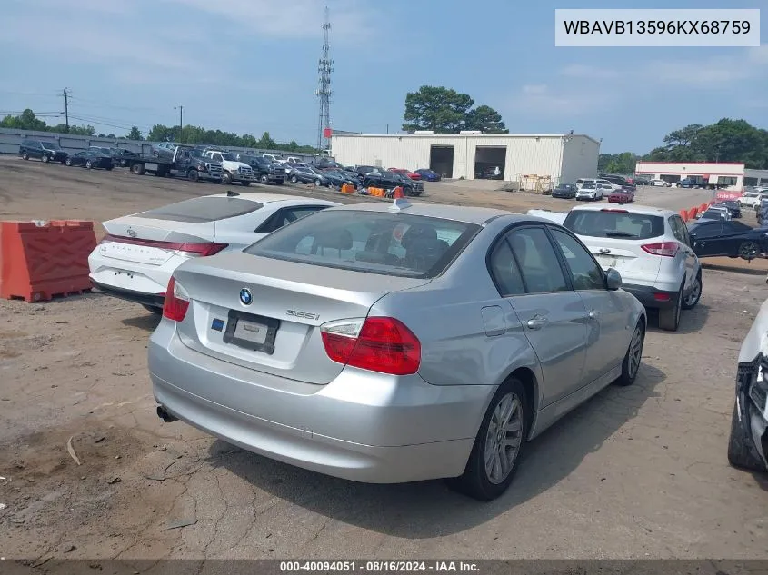 2006 BMW 325I VIN: WBAVB13596KX68759 Lot: 40094051