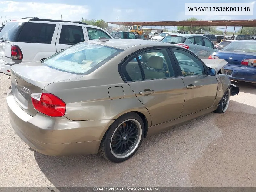 2006 BMW 325I VIN: WBAVB13536K001148 Lot: 40169134