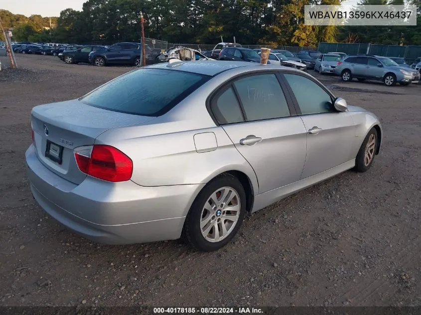 2006 BMW 325I VIN: WBAVB13596KX46437 Lot: 40178185