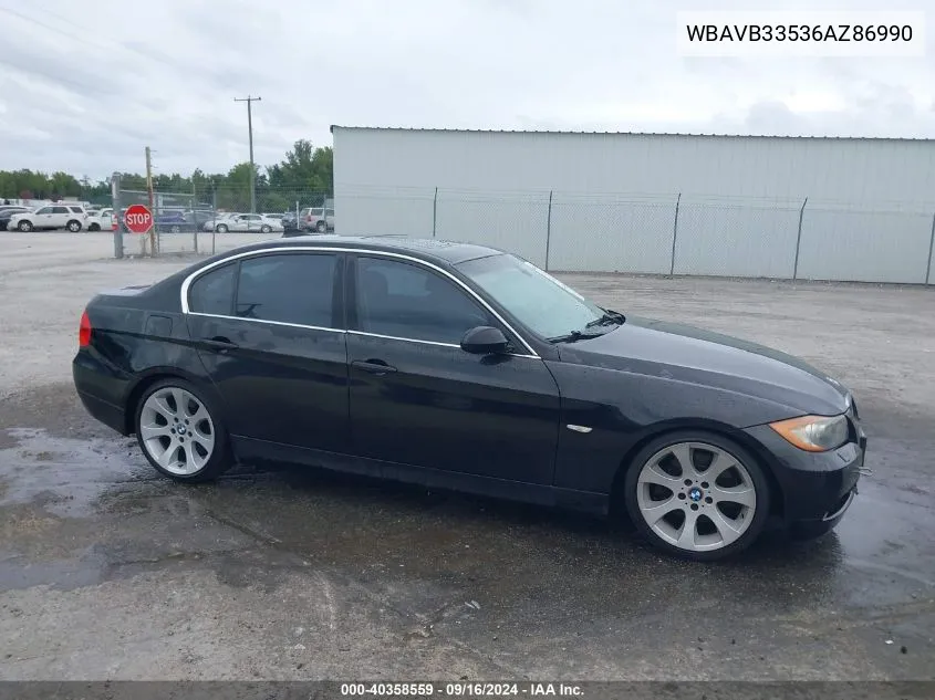 2006 BMW 330I VIN: WBAVB33536AZ86990 Lot: 40358559