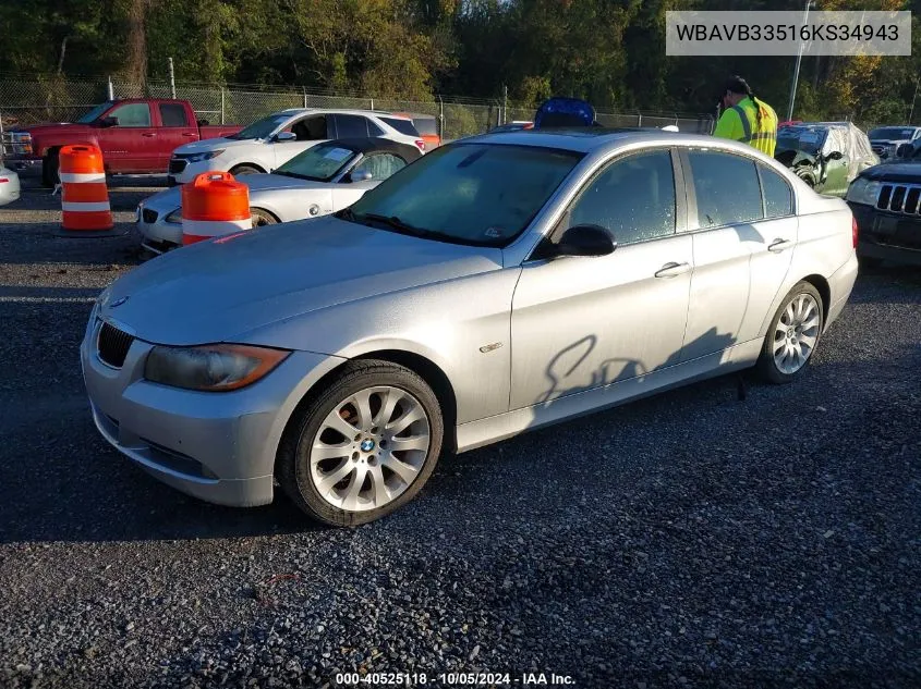 2006 BMW 330I VIN: WBAVB33516KS34943 Lot: 40525118