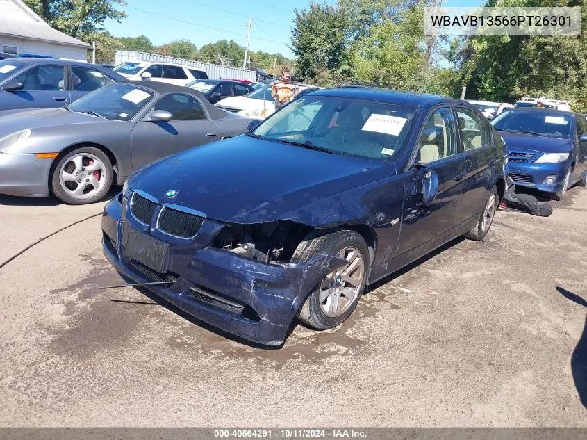 2006 BMW 325I VIN: WBAVB13566PT26301 Lot: 40564291