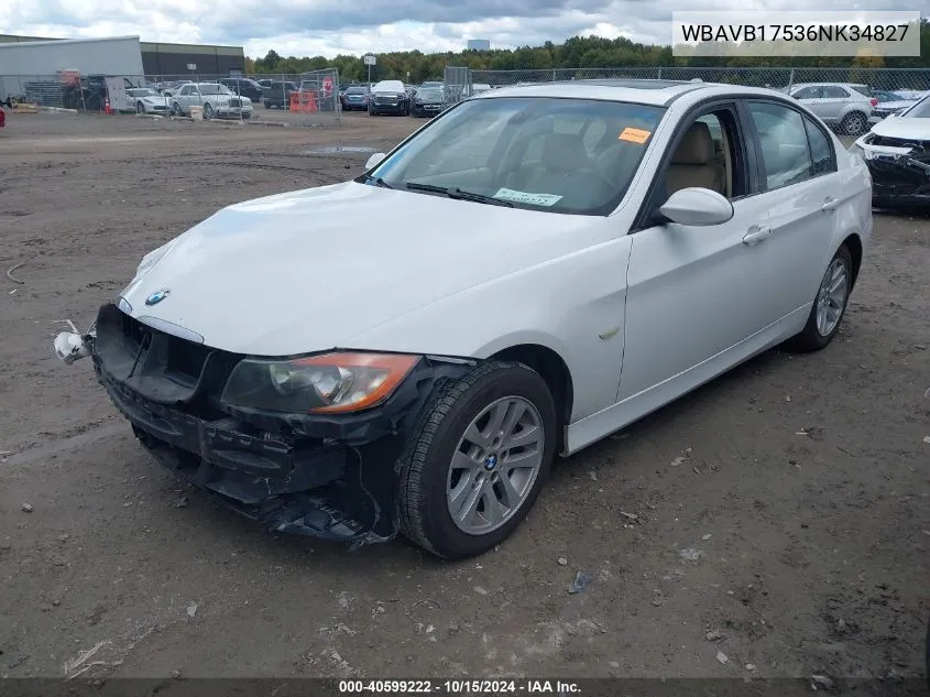 2006 BMW 325I VIN: WBAVB17536NK34827 Lot: 40599222