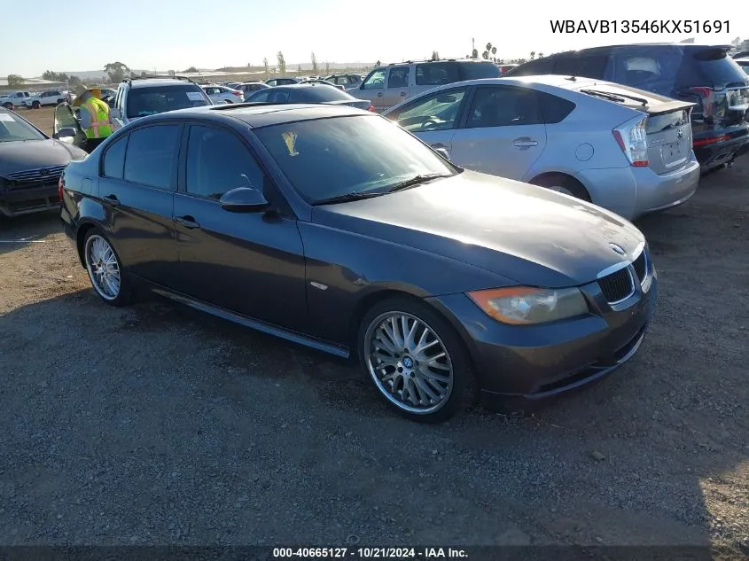 2006 BMW 325I VIN: WBAVB13546KX51691 Lot: 40665127