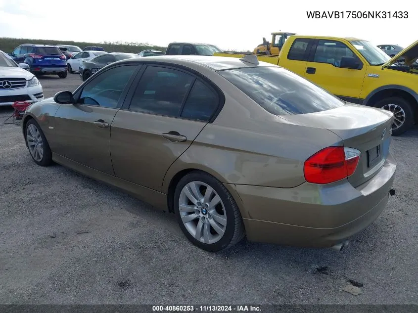 2006 BMW 325I VIN: WBAVB17506NK31433 Lot: 40860253