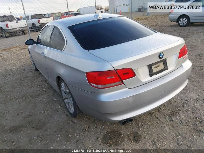 2007 BMW 328 I VIN: WBAWB33577PU87032 Lot: 12126478