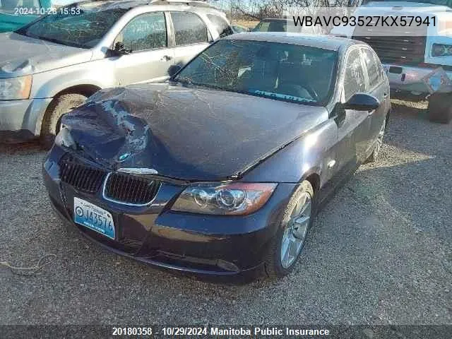 2007 BMW 328Xi VIN: WBAVC93527KX57941 Lot: 20180358