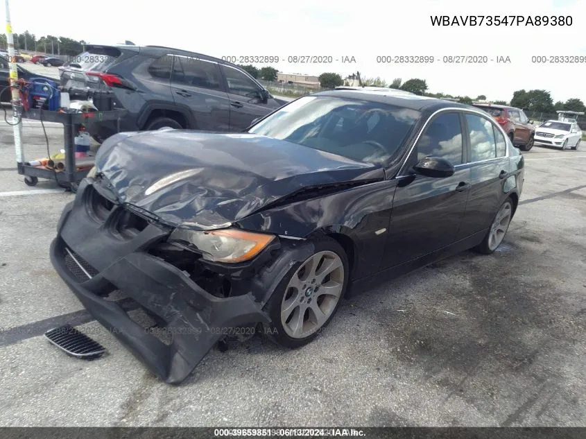 2007 BMW 335I VIN: WBAVB73547PA89380 Lot: 39659851