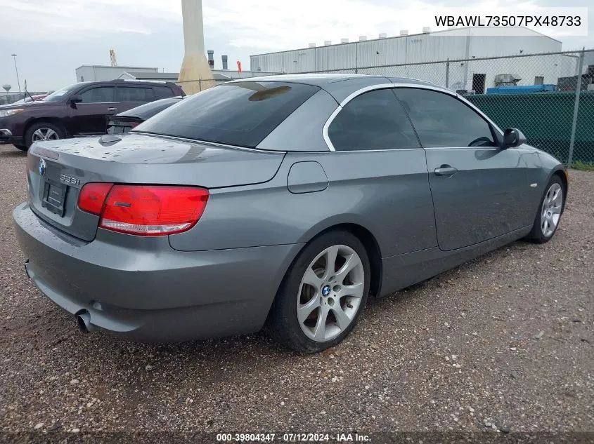 2007 BMW 335I VIN: WBAWL73507PX48733 Lot: 39804347