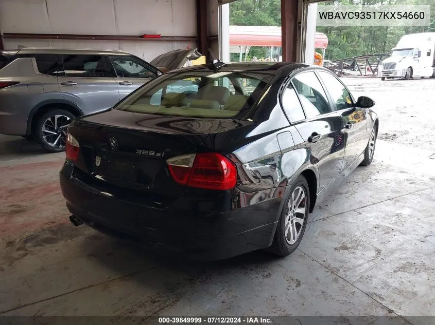 2007 BMW 328Xi VIN: WBAVC93517KX54660 Lot: 39849999