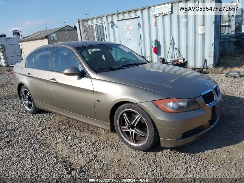 2007 BMW 328I VIN: WBAVC53547FZ72657 Lot: 40032371