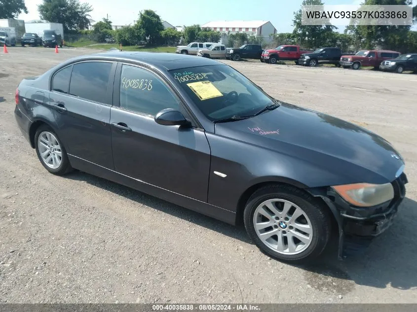 2007 BMW 328Xi VIN: WBAVC93537K033868 Lot: 40035838