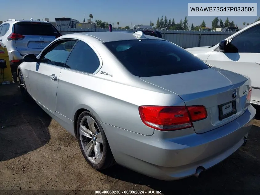 2007 BMW 335I VIN: WBAWB73547P033506 Lot: 40060230