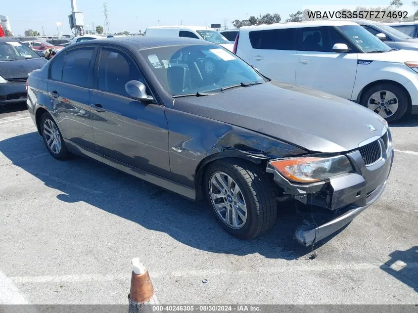 2007 BMW 328I VIN: WBAVC53557FZ74692 Lot: 40246305