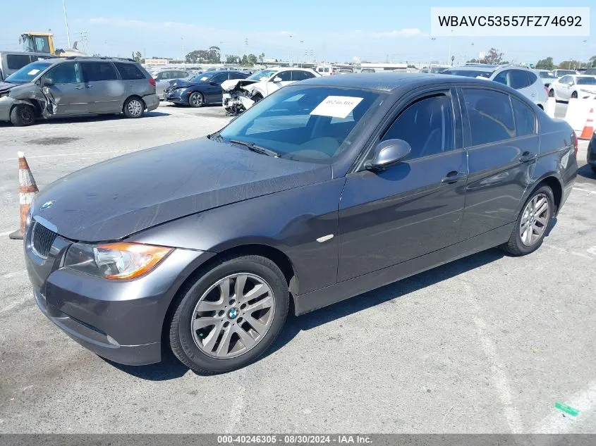 2007 BMW 328I VIN: WBAVC53557FZ74692 Lot: 40246305