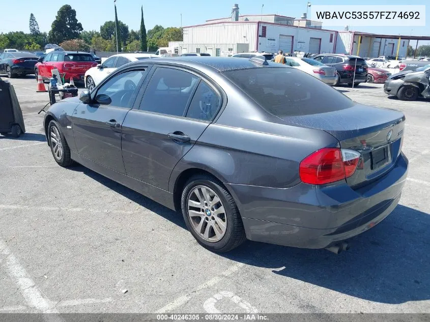 2007 BMW 328I VIN: WBAVC53557FZ74692 Lot: 40246305