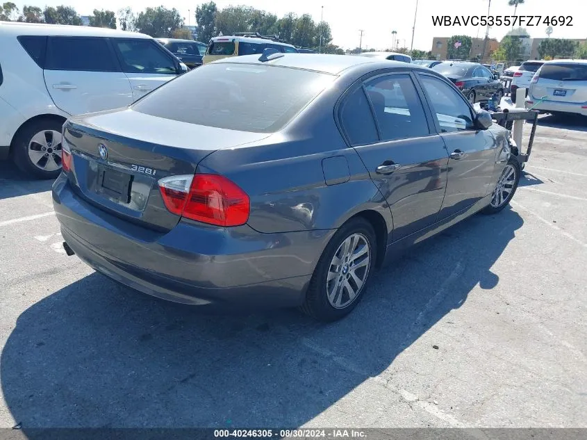 2007 BMW 328I VIN: WBAVC53557FZ74692 Lot: 40246305