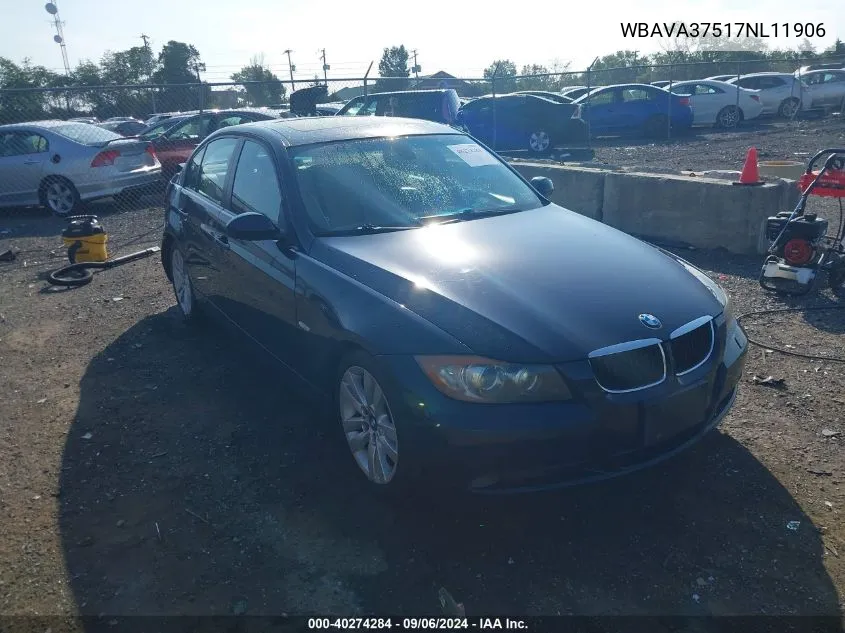 2007 BMW 328I I VIN: WBAVA37517NL11906 Lot: 40274284