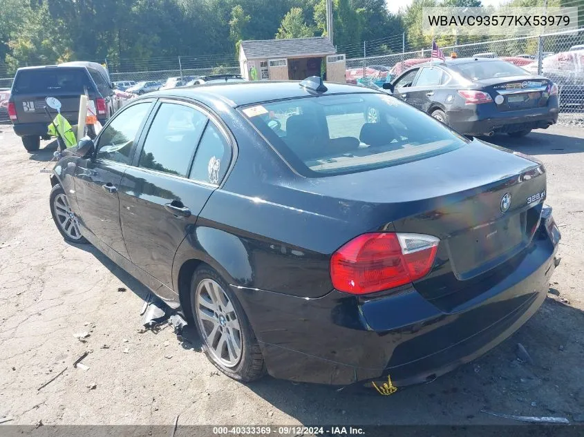 2007 BMW 328Xi VIN: WBAVC93577KX53979 Lot: 40333369