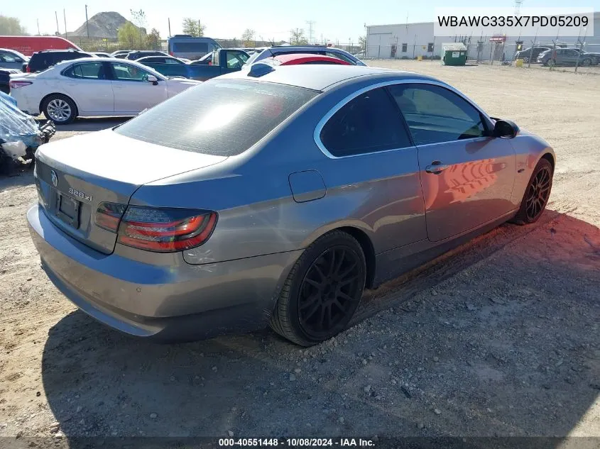 2007 BMW 328Xi VIN: WBAWC335X7PD05209 Lot: 40551448