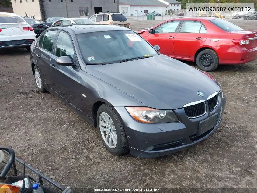 2007 BMW 328Xi VIN: WBAVC93587KX53182 Lot: 40600467