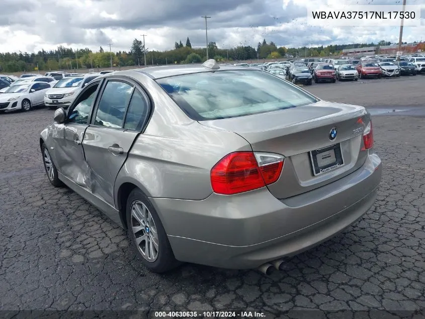 2007 BMW 328I VIN: WBAVA37517NL17530 Lot: 40630635