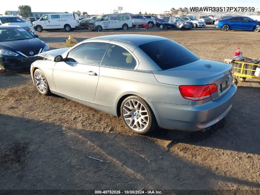 2007 BMW 328I VIN: WBAWR33517PX78959 Lot: 40752026